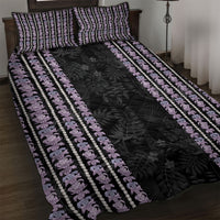 Hawaii Queen Liliuokalani Quilt Bed Set Hawaiian Lei Pua Kalaunu LT05 Black - Polynesian Pride