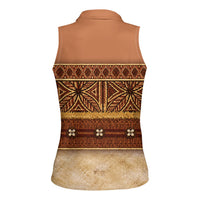 Polynesian Princess Inspired Cosplay Costume Women Sleeveless Polo Shirt Traditional Tapa Pattern