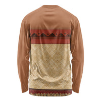 Island Elder Inspired Costume Long Sleeve Shirt Polynesian Tribal Pattern