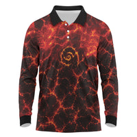 Lava Monster Costume Long Sleeve Polo Shirt Fiery Lava Spiral