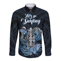 Personalised Polynesia Go Surfing Long Sleeve Button Shirt The Pacific Wave Of Water LT05 Unisex Blue - Polynesian Pride