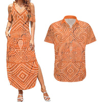 Personalised Lapita Culture Couples Matching Summer Maxi Dress and Hawaiian Shirt Iconic Double Face Pattern LT05 Brown - Polynesian Pride