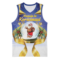 Samoa Christmas Basketball Jersey Snow Globe With Samoan Santa LT05 Unisex Navy - Polynesian Pride