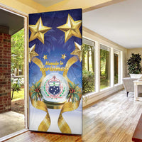 Samoa Christmas Door Cover Snow Globe With Samoan Santa - Polynesian Pride