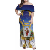 Samoa Christmas Family Matching Off Shoulder Maxi Dress and Hawaiian Shirt Snow Globe With Samoan Santa - Polynesian Pride