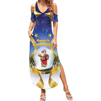 Samoa Christmas Family Matching Summer Maxi Dress and Hawaiian Shirt Snow Globe With Samoan Santa - Polynesian Pride