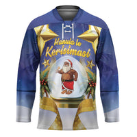 Samoa Christmas Hockey Jersey Snow Globe With Samoan Santa LT05 Unisex Navy - Polynesian Pride