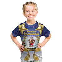 Samoa Christmas Kid T Shirt Snow Globe With Samoan Santa LT05 Navy - Polynesian Pride