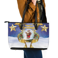Samoa Christmas Leather Tote Bag Snow Globe With Samoan Santa LT05 - Polynesian Pride
