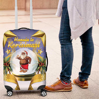Samoa Christmas Luggage Cover Snow Globe With Samoan Santa LT05 Navy - Polynesian Pride