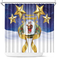 Samoa Christmas Shower Curtain Snow Globe With Samoan Santa - Polynesian Pride