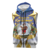 Samoa Christmas Sleeveless Zip Hoodie Snow Globe With Samoan Santa LT05 Navy - Polynesian Pride