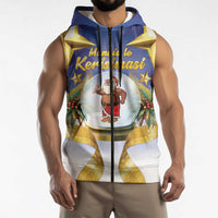 Samoa Christmas Sleeveless Zip Hoodie Snow Globe With Samoan Santa LT05 - Polynesian Pride