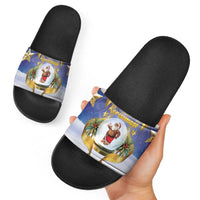 Samoa Christmas Slide Sandals Snow Globe With Samoan Santa LT05 - Polynesian Pride