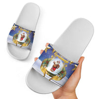 Samoa Christmas Slide Sandals Snow Globe With Samoan Santa LT05 - Polynesian Pride