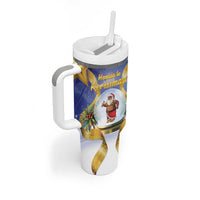 Samoa Christmas Tumbler With Handle Snow Globe With Samoan Santa - Polynesian Pride