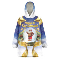 Samoa Christmas Wearable Blanket Hoodie Snow Globe With Samoan Santa LT05 One Size Navy - Polynesian Pride