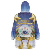 Samoa Christmas Wearable Blanket Hoodie Snow Globe With Samoan Santa LT05 - Polynesian Pride