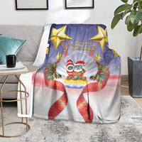 American Samoa Christmas Blanket Seashell Santa Beach Vibes - Polynesian Pride