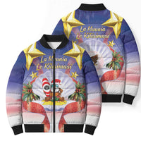 American Samoa Christmas Bomber Puffer Jacket Seashell Santa Beach Vibes LT05 - Polynesian Pride