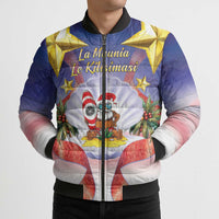 American Samoa Christmas Bomber Puffer Jacket Seashell Santa Beach Vibes LT05 - Polynesian Pride