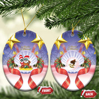 American Samoa Christmas Ceramic Ornament Seashell Santa Beach Vibes LT05 Oval Navy - Polynesian Pride