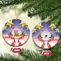 American Samoa Christmas Ceramic Ornament Seashell Santa Beach Vibes LT05 Circle Navy - Polynesian Pride