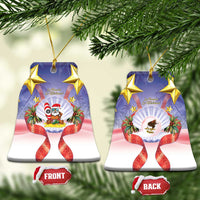 American Samoa Christmas Ceramic Ornament Seashell Santa Beach Vibes LT05 Bell Flake Navy - Polynesian Pride