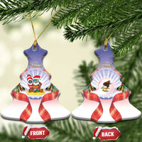 American Samoa Christmas Ceramic Ornament Seashell Santa Beach Vibes LT05 Christmas Tree Navy - Polynesian Pride