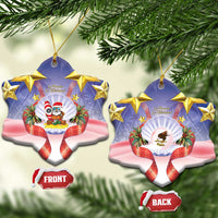 American Samoa Christmas Ceramic Ornament Seashell Santa Beach Vibes LT05 Snow Flake Navy - Polynesian Pride