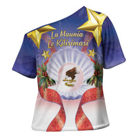 American Samoa Christmas Cross Shoulder Shirt Seashell Santa Beach Vibes LT05 - Polynesian Pride
