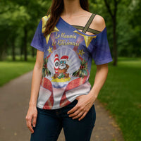 American Samoa Christmas Cross Shoulder Shirt Seashell Santa Beach Vibes LT05 - Polynesian Pride