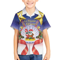 American Samoa Christmas Family Matching Short Sleeve Bodycon Dress and Hawaiian Shirt Seashell Santa Beach Vibes - Polynesian Pride