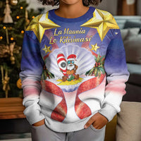 American Samoa Christmas Kid Ugly Christmas Sweater Seashell Santa Beach Vibes LT05 - Polynesian Pride