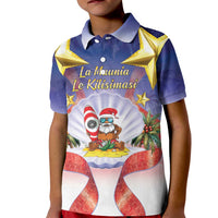 American Samoa Christmas Kid Polo Shirt Seashell Santa Beach Vibes - Polynesian Pride