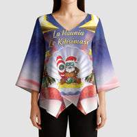 American Samoa Christmas Kimono Sleeve Blouse Seashell Santa Beach Vibes LT05 - Polynesian Pride