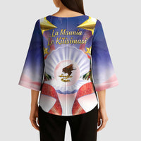 American Samoa Christmas Kimono Sleeve Blouse Seashell Santa Beach Vibes LT05 - Polynesian Pride