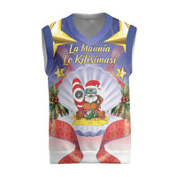 American Samoa Christmas Knitted V-Neck Vest Seashell Santa Beach Vibes LT05 Navy - Polynesian Pride