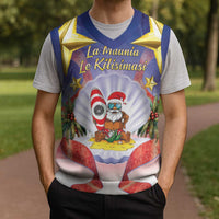 American Samoa Christmas Knitted V-Neck Vest Seashell Santa Beach Vibes LT05 - Polynesian Pride