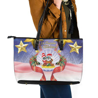 American Samoa Christmas Leather Tote Bag Seashell Santa Beach Vibes LT05 - Polynesian Pride