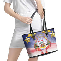 American Samoa Christmas Leather Tote Bag Seashell Santa Beach Vibes LT05 - Polynesian Pride
