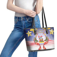American Samoa Christmas Leather Tote Bag Seashell Santa Beach Vibes LT05 - Polynesian Pride