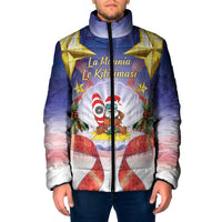 American Samoa Christmas Padded Jacket Seashell Santa Beach Vibes LT05 Men Navy - Polynesian Pride