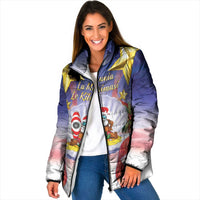 American Samoa Christmas Padded Jacket Seashell Santa Beach Vibes LT05 Women Navy - Polynesian Pride