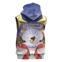 American Samoa Christmas Sleeveless Zip Hoodie Seashell Santa Beach Vibes LT05 - Polynesian Pride