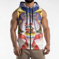 American Samoa Christmas Sleeveless Zip Hoodie Seashell Santa Beach Vibes LT05 - Polynesian Pride