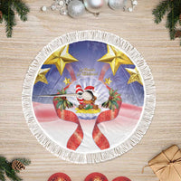 American Samoa Christmas Tree Skirt Seashell Santa Beach Vibes LT05 Fringed Navy - Polynesian Pride