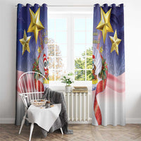 American Samoa Christmas Window Curtain Seashell Santa Beach Vibes - Polynesian Pride