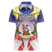 American Samoa Christmas Women Polo Shirt Seashell Santa Beach Vibes - Polynesian Pride