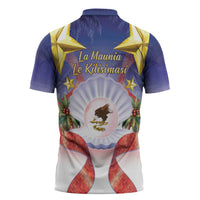 American Samoa Christmas Zipper Polo Shirt Seashell Santa Beach Vibes LT05 - Polynesian Pride